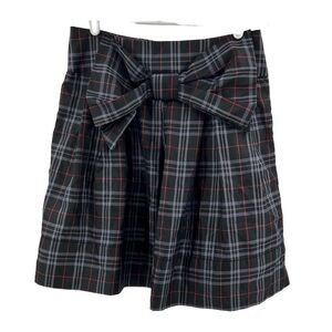 Wet Seal L black gray red mini skirt bow holiday plaid party academia casual